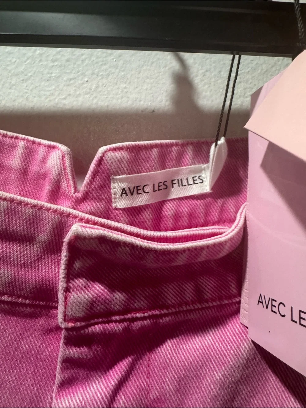 Avec les filled Wide Leg Pink Washed Denim Pants